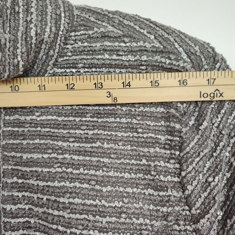 Patchington Full-Zip Women's Jacket, size Large, gray/silver stripes, mock neck - Picture 4 of 10